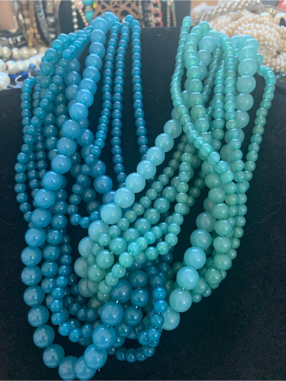 Layered Aqua & Teal Beaded Necklace - Women Jewelry